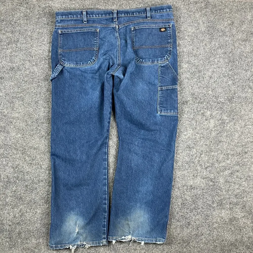 Dickies Carpenter 40X30 Jeans Mens Relaxed Straight Blue Distressed Utility